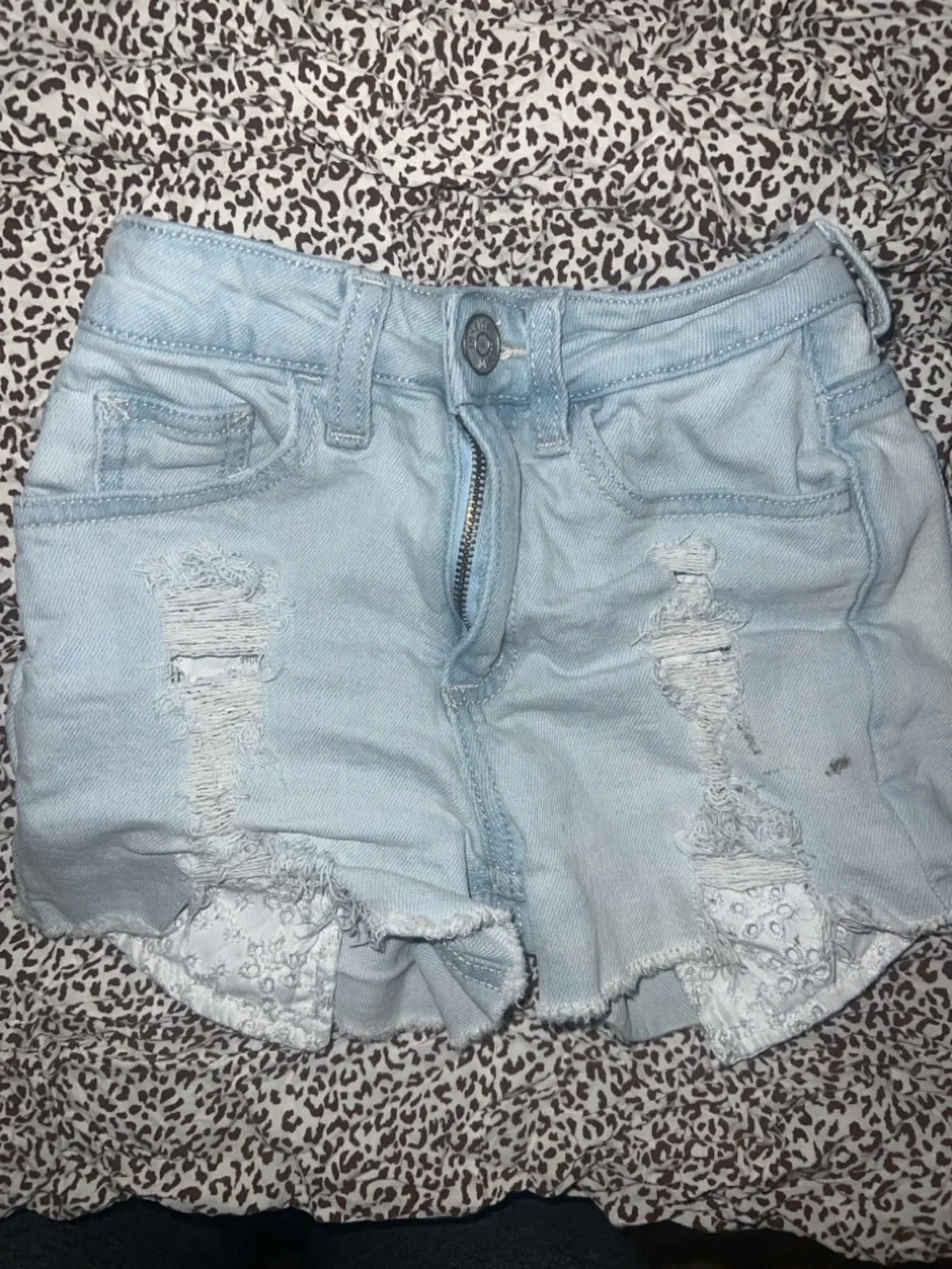 Girls used Justice Light Blue Distressed Denim Jean Shorts